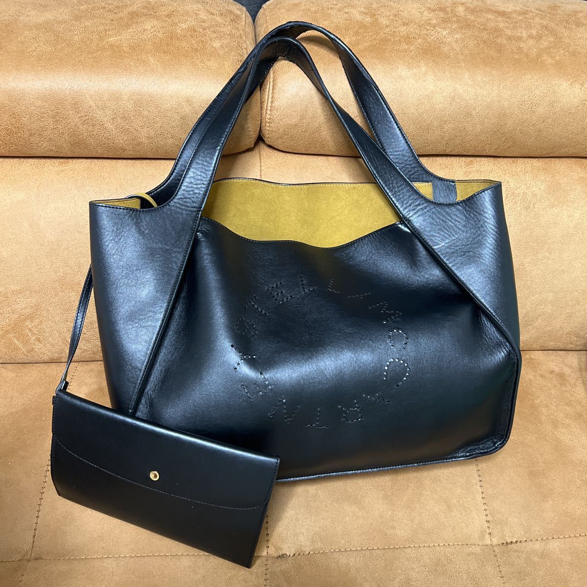 美品 STELLA McCARTNEY ステラマッカートニー ステラロゴ トートバッグ ショルダーバッグ バッグ エコレザー 黒 2WAY レザーバッグ