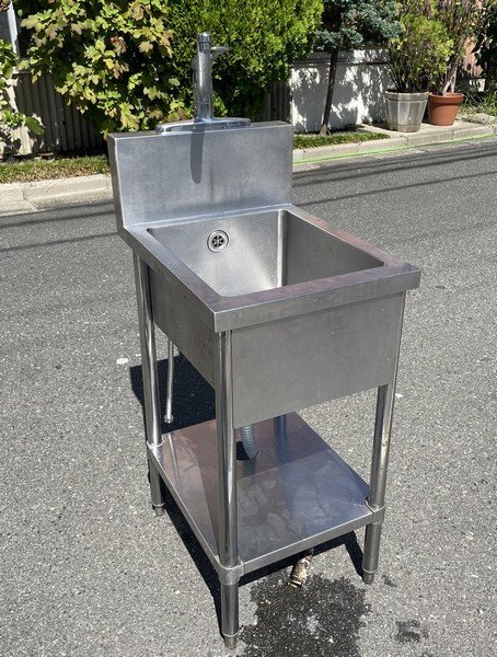 §綺麗【一槽シンク 流し台 間口45×奥行60×高さ128cm 水栓金具１個付き 飲食店】厨房用品 厨房機器 キッチン用品 N09060