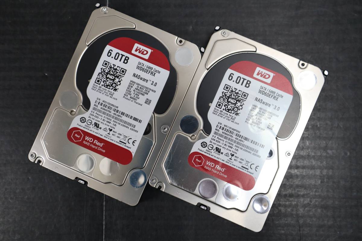 E4463 Y 2台セット☆ 6TB ☆WD Red/WD60EFRX 【使用時間：43284h 