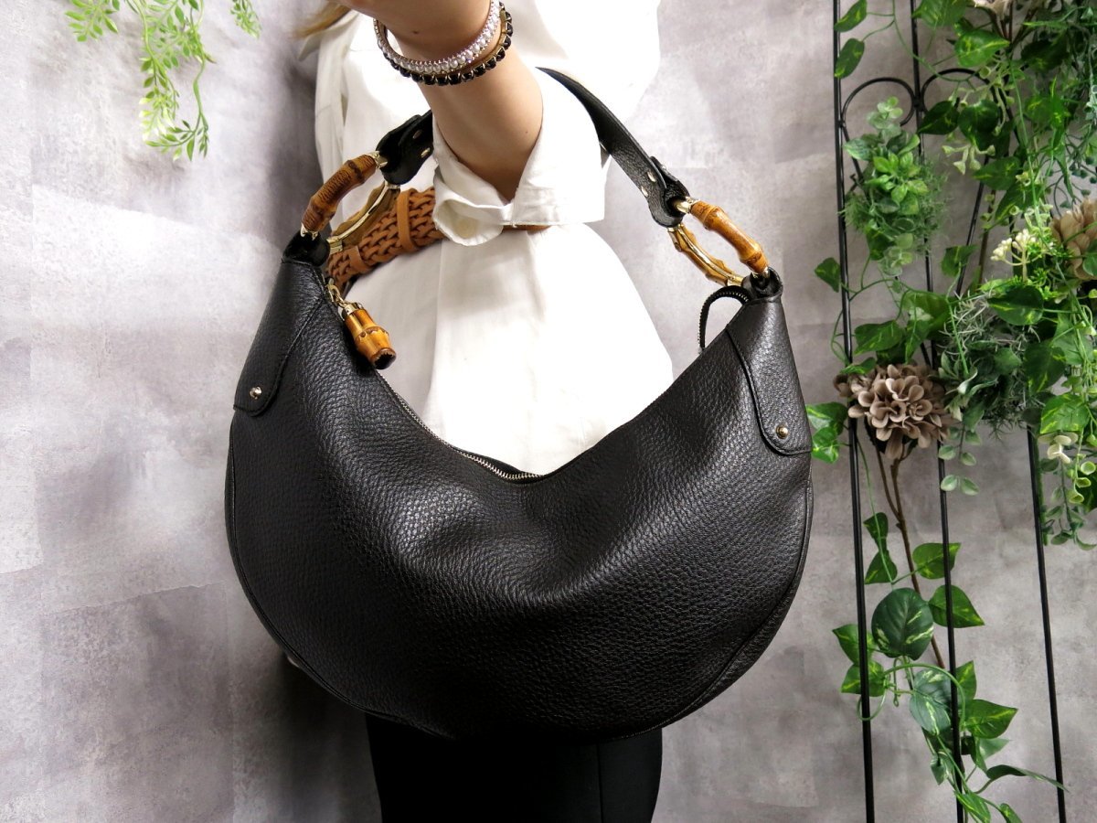○超美品○GUCCI グッチ○バンブー○カーフ レザー 本革○ワン 