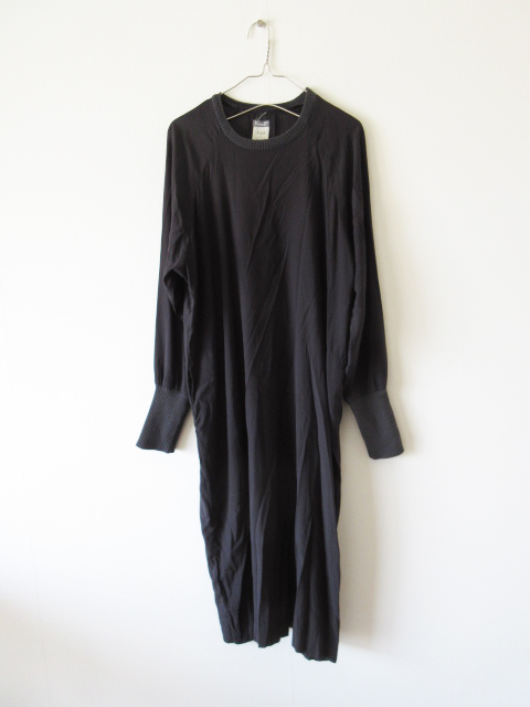 美品 2019AW KristenseN DU NORD / クリステンセンドゥノルド T-325 stretch silk long dress 2 BLACK * シルクワンピース ブラウス シャツ