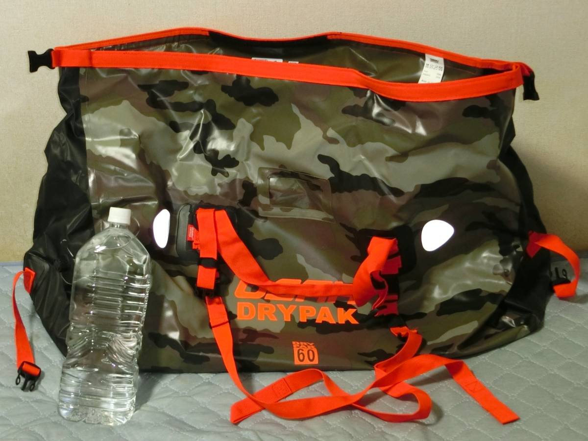 シートバッグ 完全防水 ショルダーストラップ付き 反射テープ付き ワンタッチ装着 サイズ60L