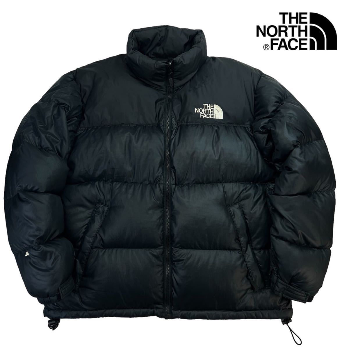 美品 90s THE NORTH FACE ザノースフェイス ヌプシダウンジャケット サイズL 3箇所引っ掻き傷有(胸上.腹部.袖) 黒 vintage 古着 名作 A2417