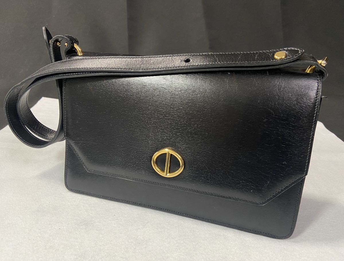 □ クリスチャンディオール Dior レザー ショルダーバッグ ブラック系 