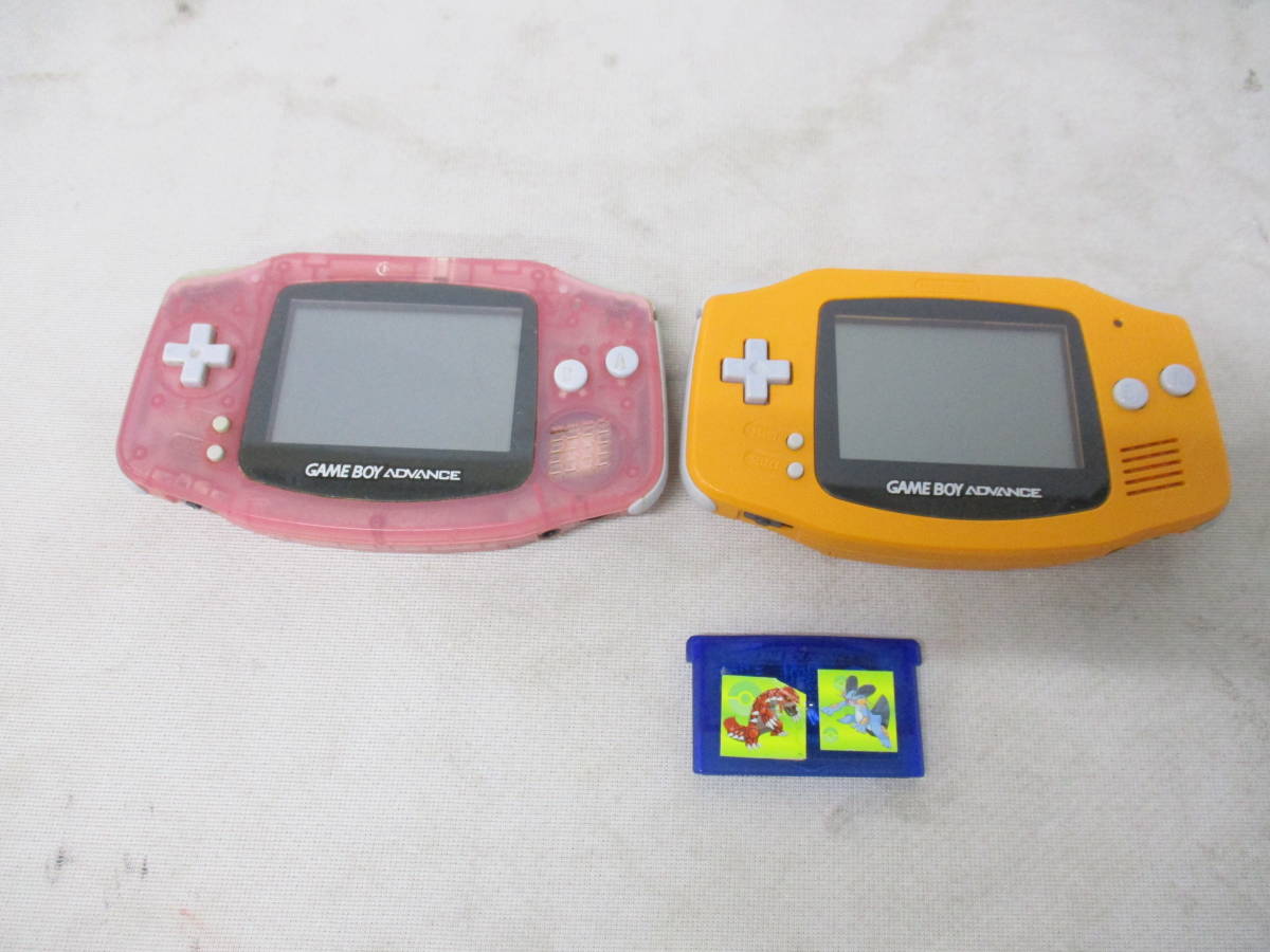 ♪【難あり】任天堂 ゲームボーイアドバンス 本体[AGB-001]×2＋GBAソフト ポケットモンスターサファイア レトロゲーム(24-2-18)〒