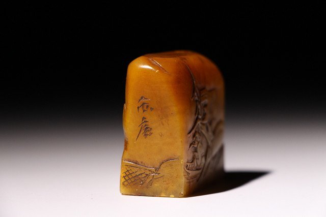 高級品 戊辰年 田黄石彫 仏像紋 篆刻印 高8cm AK20U33C 篆刻 印材