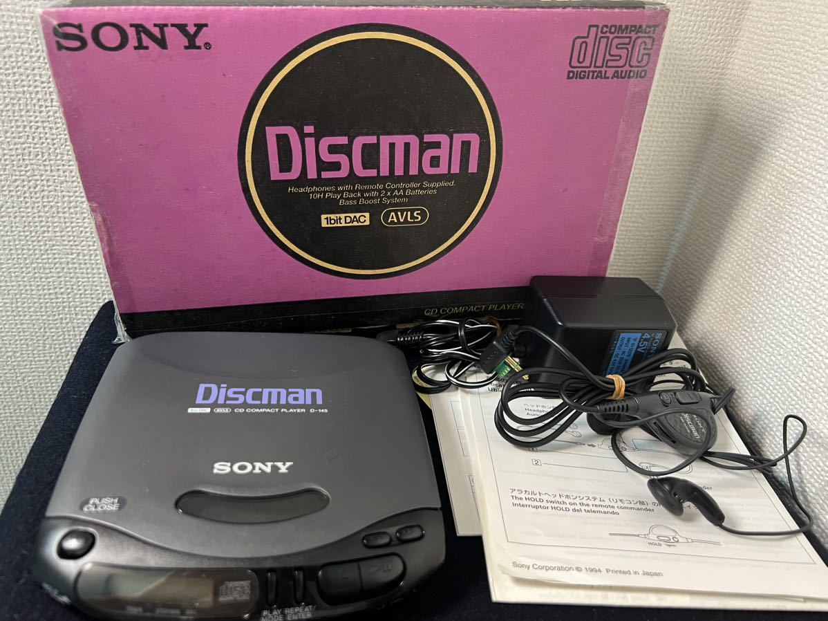 動作品 SONY WALKMAN ポータブルCDプレーヤー D-145 箱、説明書