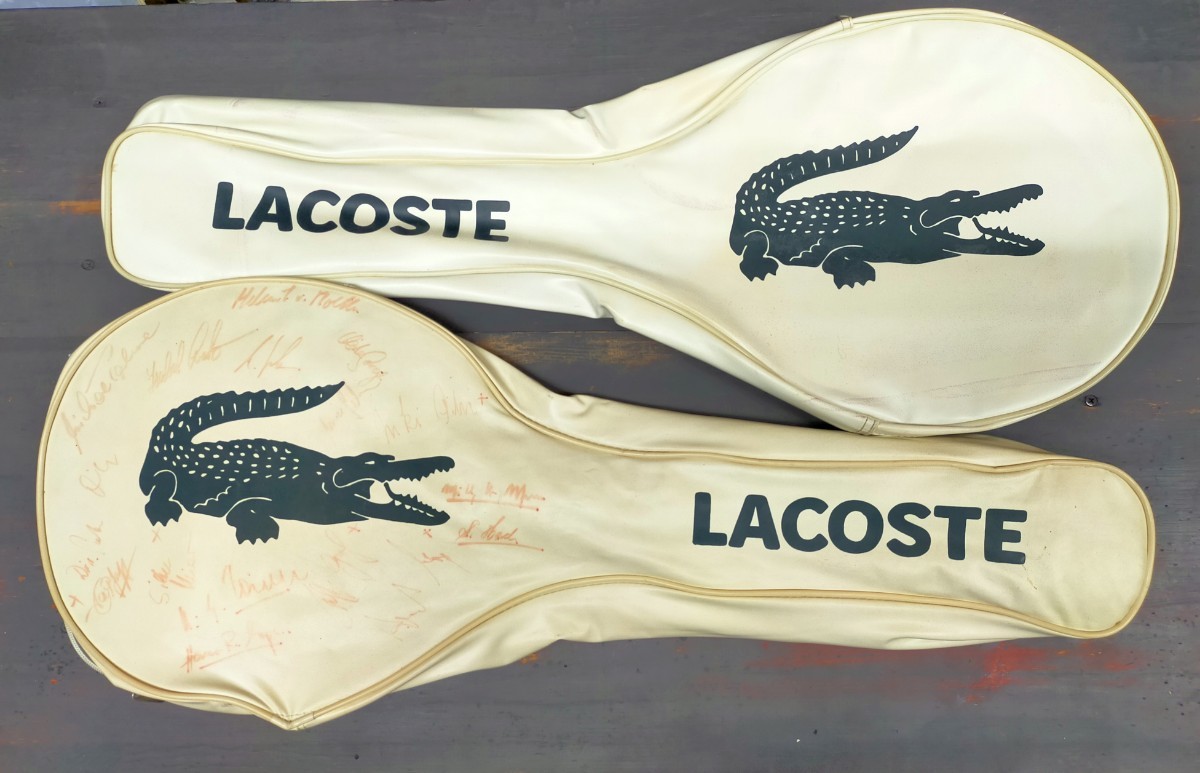 ★難あり★LACOSTE ラコステ2本入りサーモバッグ2個セット★グラフ、ニキ・ピリック、ジルケ・マイヤー、ホルスト・マイヤー？のサイン入