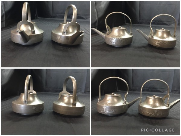 D4-351 茶道具 錫 間村自造 急須 銚子 木箱入り 煎茶道具 酒器 茶壷 総