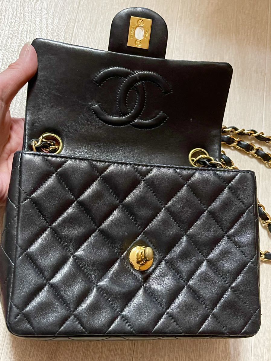 正規品 美品 シャネル CHANEL ミニ マトラッセ ラムスキン チェーン 