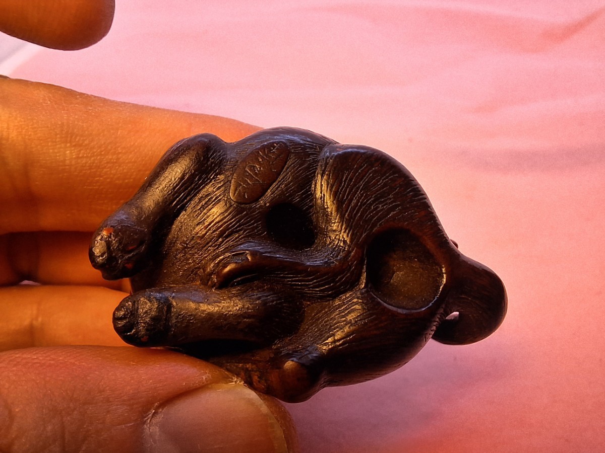 子犬 仔犬 根付 江戸時代 為隆銘 tametaka netsuke 名古屋スクール