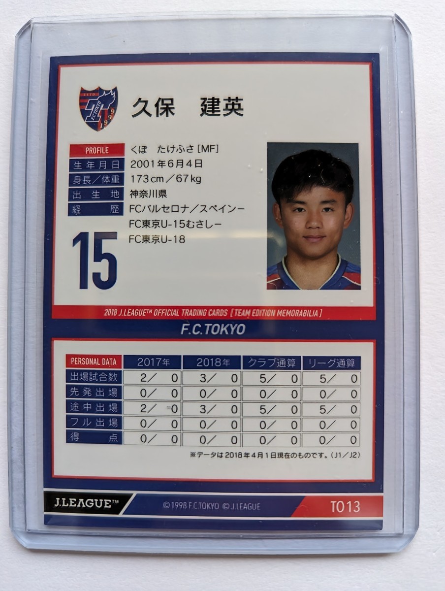 久保建英RC 2018 J.LEAGUE FC東京 ルーキーカード Takefusa Kubo 