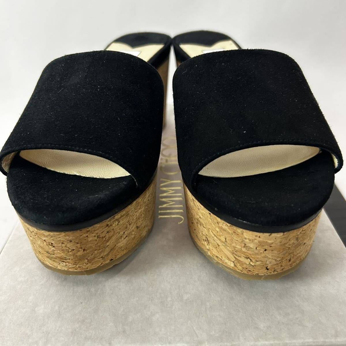 b315 良品 JIMMY CHOO ジミーチュウ スエードレザー ミュール 厚底