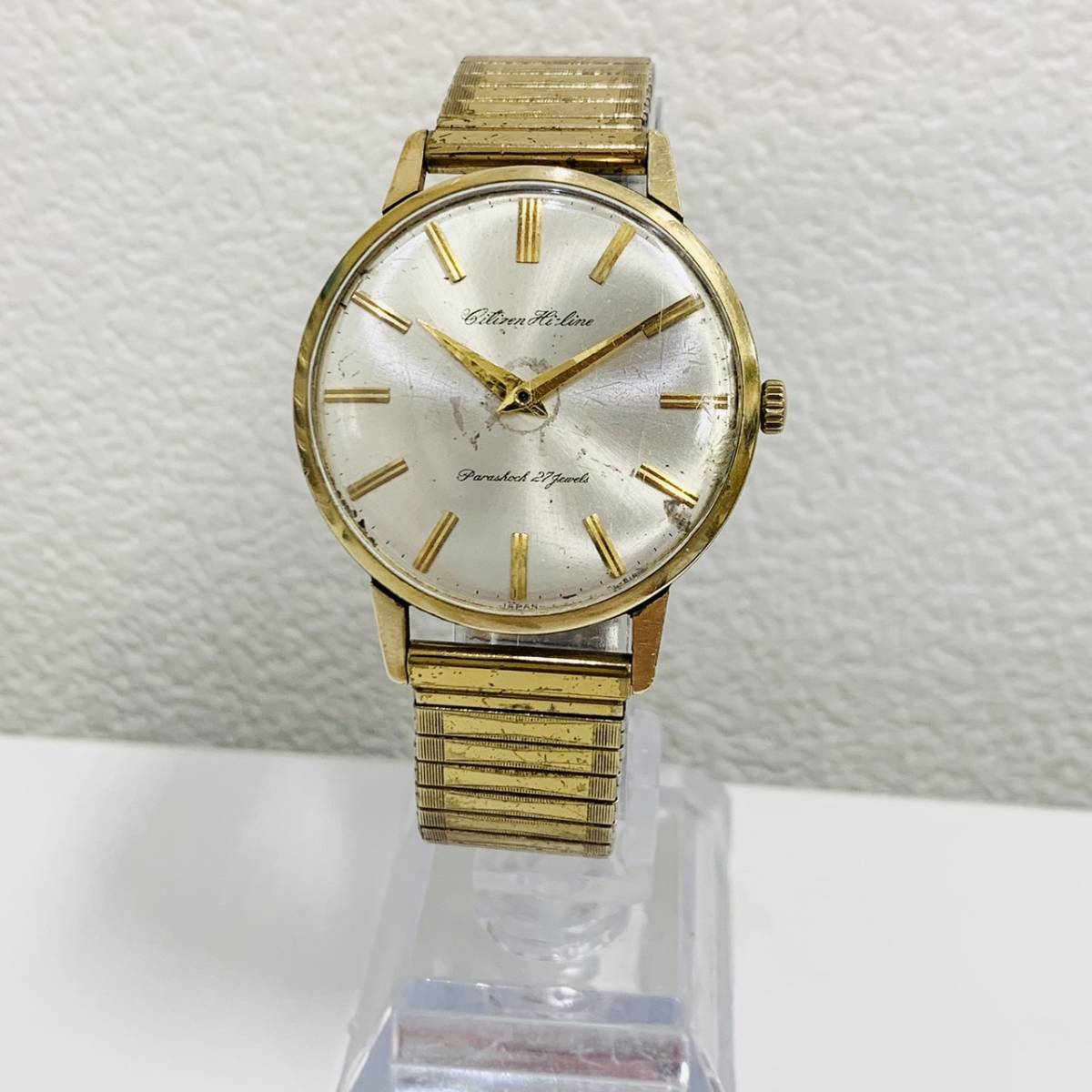 【MSO2905EM】稼働品 CITIZEN Hi-Line シチズン ハイライン HL51507081 手巻き 27JEWELS K14GOLD FILLED ジャンク品 腕時計※秒針とれ