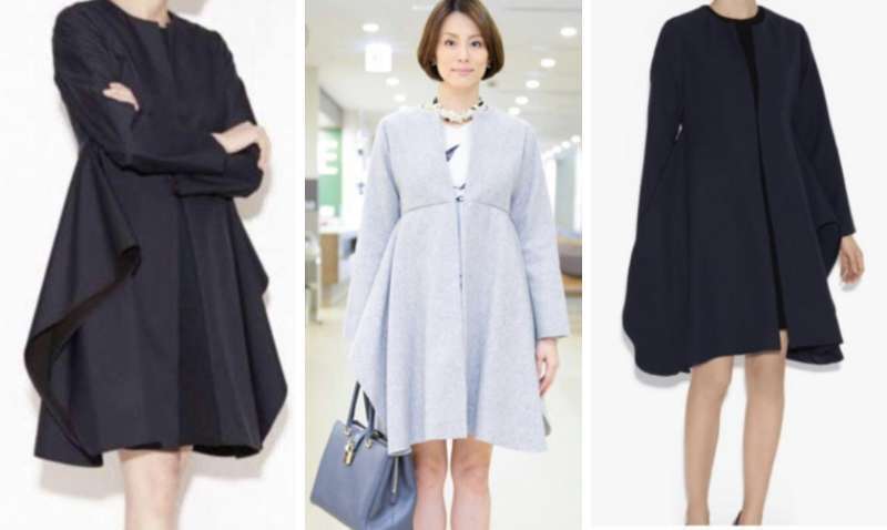 【YOKO CHAN | ヨーコ チャン】ウールアシンメトリックコート アシンメトリーコート ノーカラーコート ウールフレアコート ブラック 38