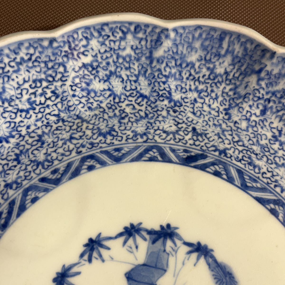 古伊万里 蛸唐草 輪花皿 染付 松竹梅 大明成化年製 在銘 骨董品 古美術