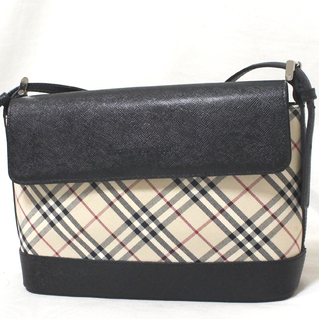 超美品 BURBERRY バーバリー キャンバス レザー 斜め掛け ショルダー 