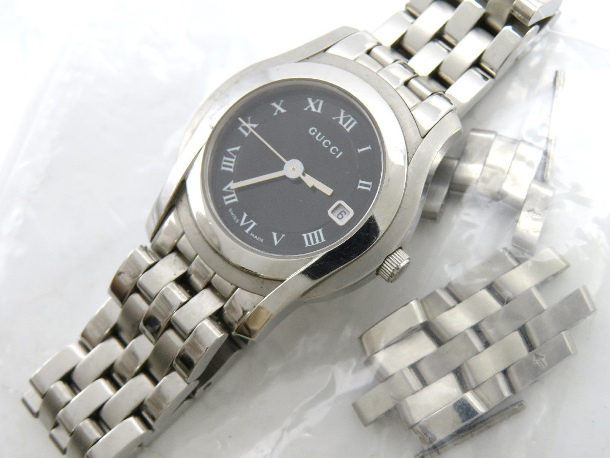 ◆1円◇稼働◇　グッチ　5500Ｌ　　ブラック　クオーツ　レディース　腕時計　コマ4　D27303