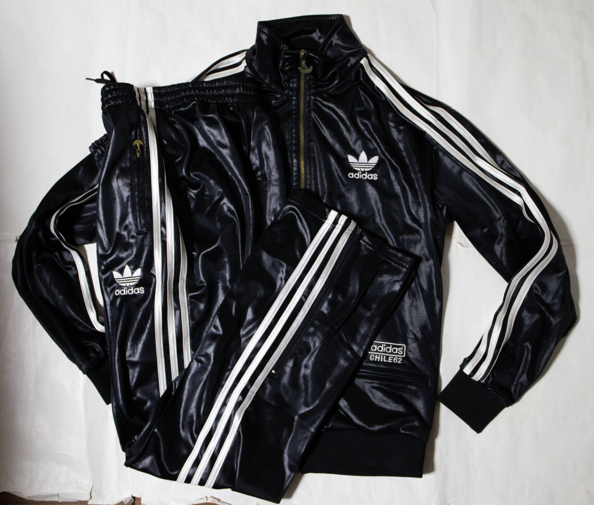 adidas CHILE62 トラックジャケット トラックパンツ ブラック L 古着 