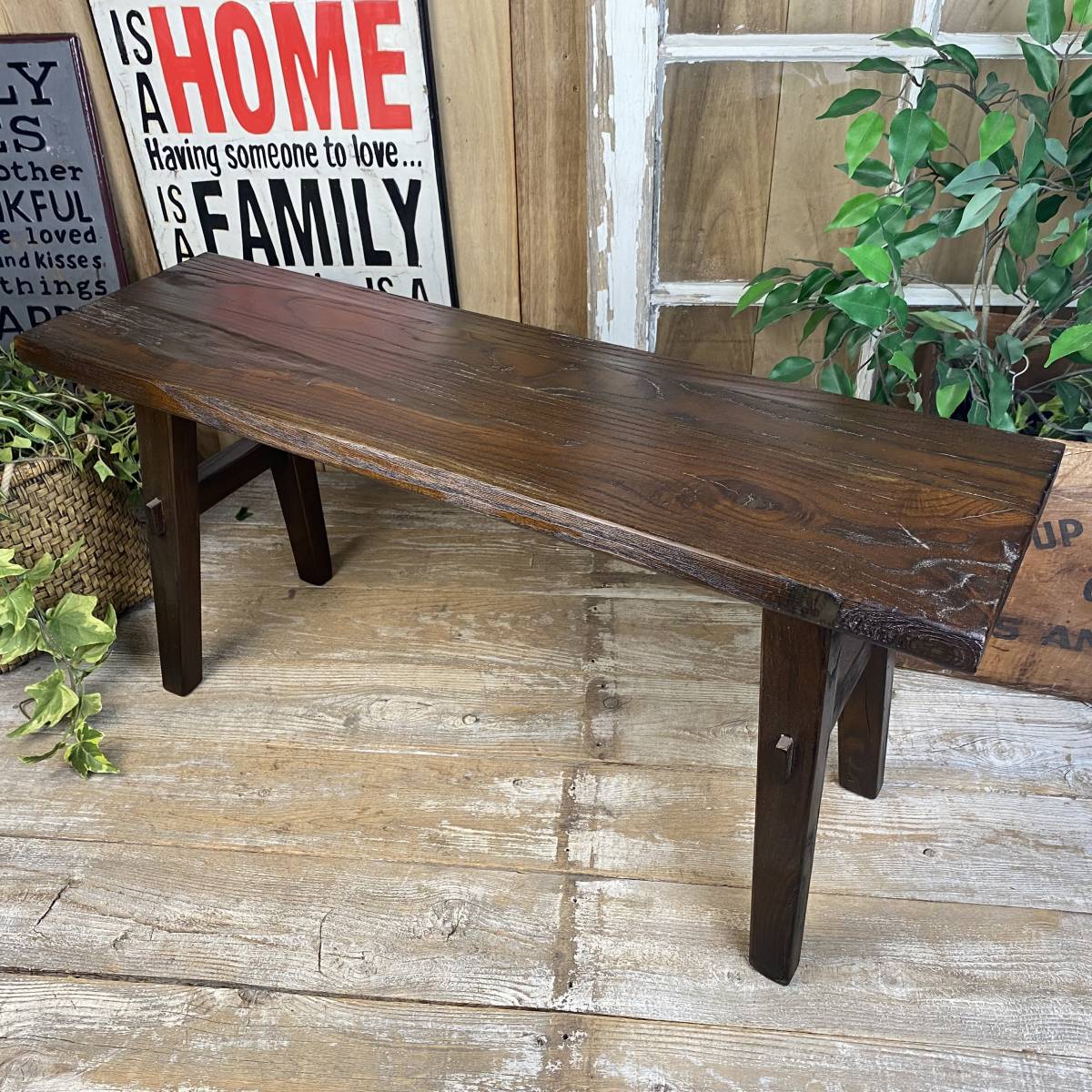 アジアン家具大幅値引きセール開催中！原木ウッドベンチS、長椅子  