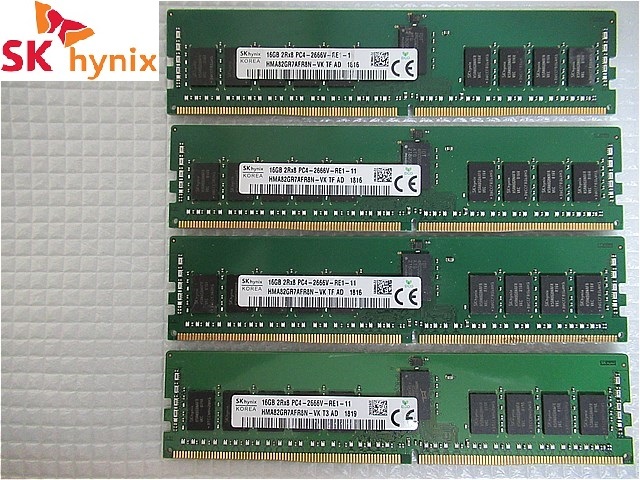 【今週のサーバー向けメモリ】SKhynix 2R*8 PC4-2666V-RE1-11 16GB*4枚　合計64GB