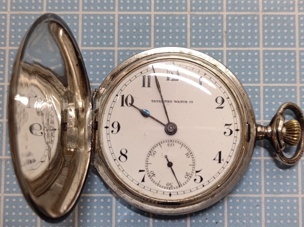 TAVANNES 懐中時計 アンティーク タバン TRUSTY 0.900刻印 犬印 不動 