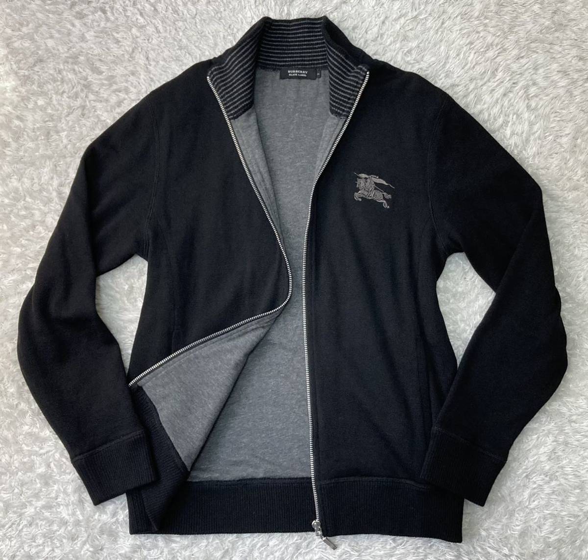 BURBERRY BLACK LABELハイネックカーディガンBIGホース刺繍3 BURBERRY