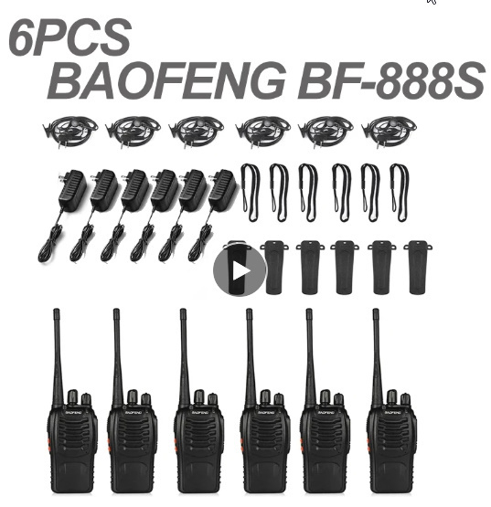 xx004g 6台セット トランシーバー ヘッドセット付き BF-888S baofeng