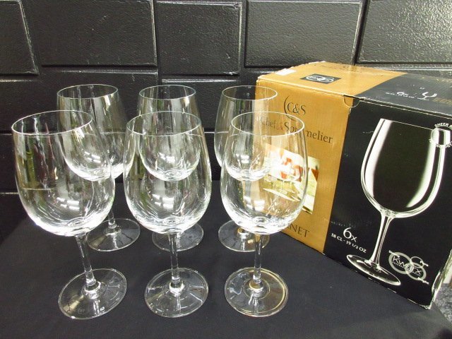 t1480　未使用保管品　C＆S　ワイングラス6点セット　カベルネ　CABERNET　Kwarx　58CL- 19 1/2OZ　シェフ＆ソムリエ