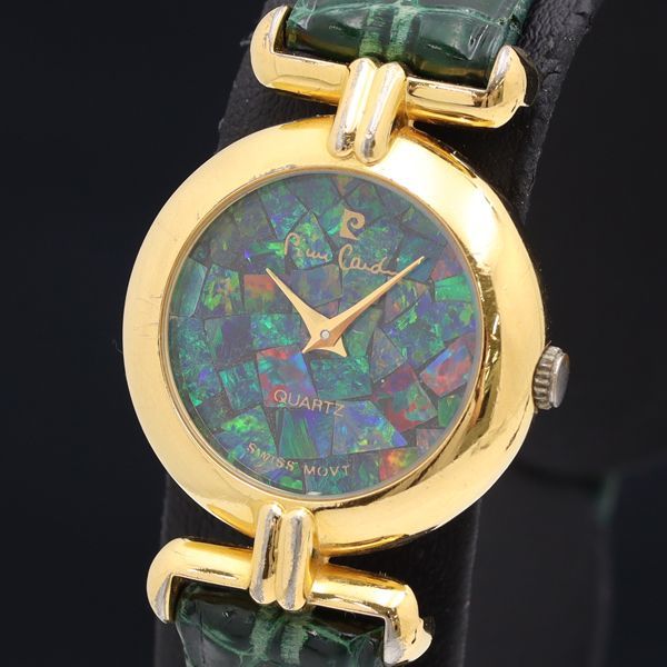 1円 稼働 良品 QZ ピエールカルダン 9TMLG オパール文字盤 レディース腕時計 OKZ 2000000