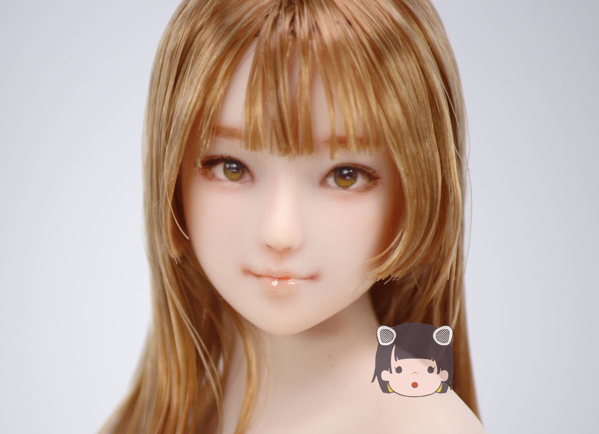 [かすみこ] 1/6 オビツ27 カスタムヘッド ドールヘッド　27-01　(ナチュラル/シャイニングブラウン)b