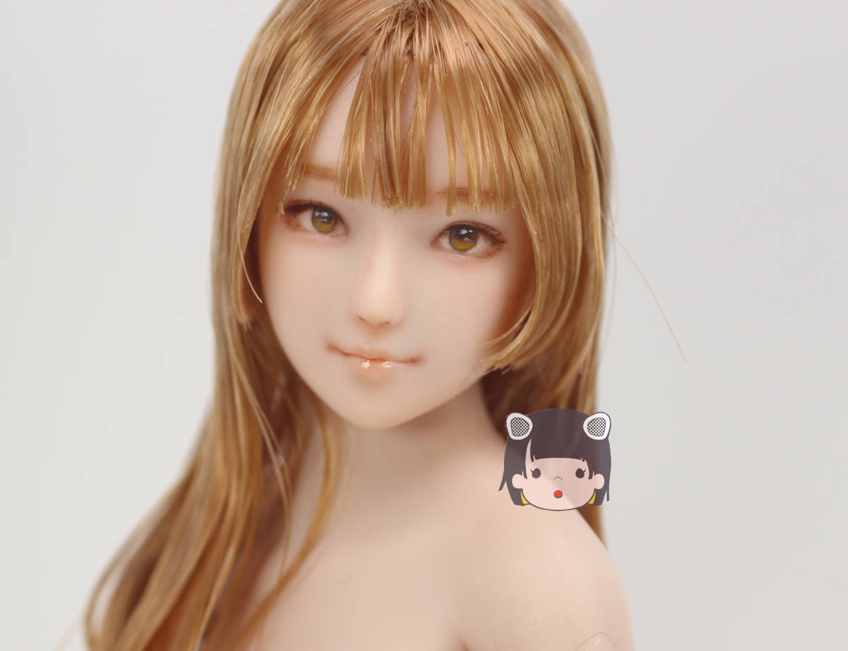 [かすみこ] 1/6 オビツ27 カスタムヘッド ドールヘッド　27-01　(ナチュラル/シャイニングブラウン)b