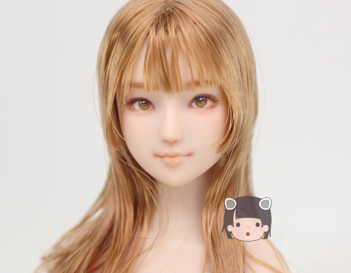 [かすみこ] 1/6 オビツ27 カスタムヘッド ドールヘッド　27-01　(ナチュラル/シャイニングブラウン)b