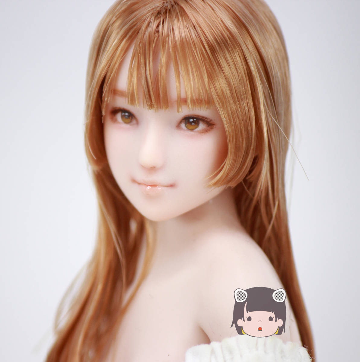 [かすみこ] 1/6 オビツ27 カスタムヘッド ドールヘッド　27-01　(ナチュラル/シャイニングブラウン)b