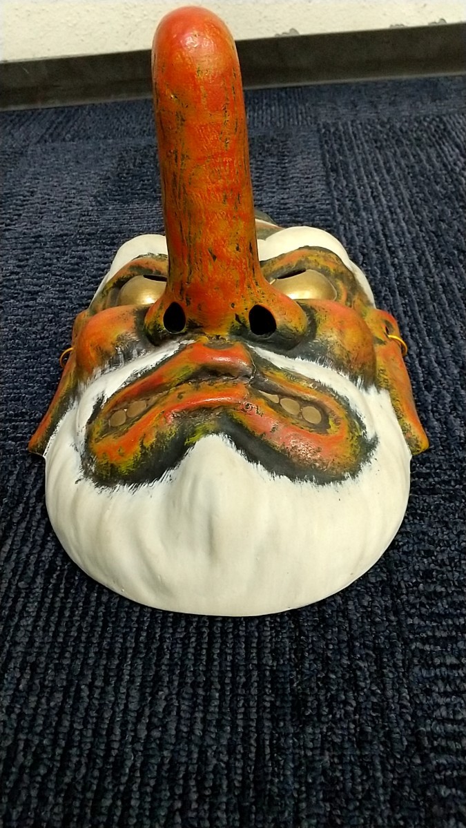 天狗 お面 魔除け テング てんぐ 骨董 天狗 陶器面 31cm