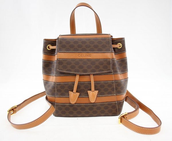 ◇ CELINE / セリーヌ マカダムリュック 巾着型 ミニリュック ボーダー