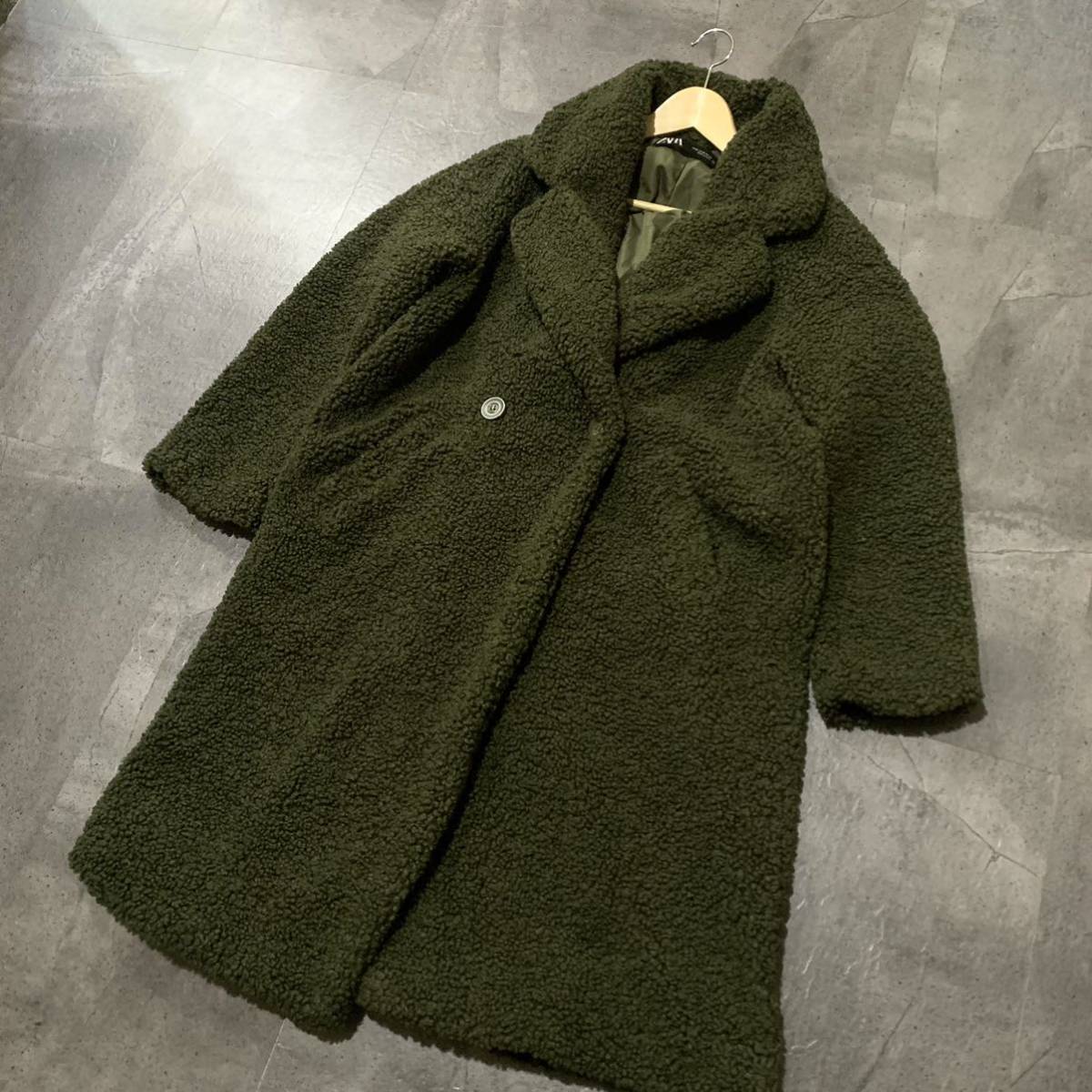 QQ1☆ 美品/ 保温性抜群!! '都会のカジュアルウェア' ZARA ザラ 肉厚 ボアコート ダブルブレスト size:M レディース アウター 婦人服