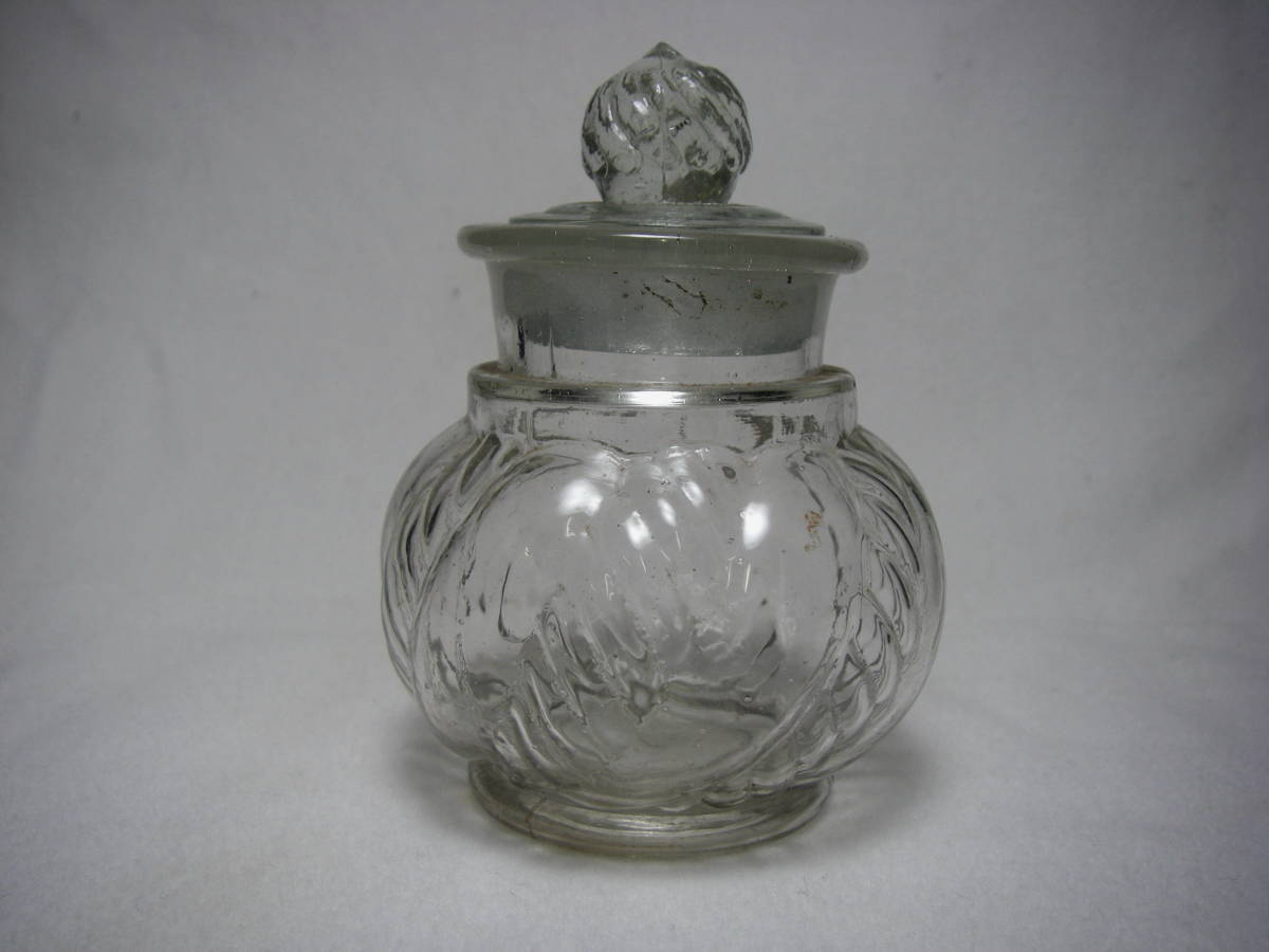 昭和レトロ アメヤ瓶 ガラス容器 蓋付 あめや キャンディ ポット 砂糖