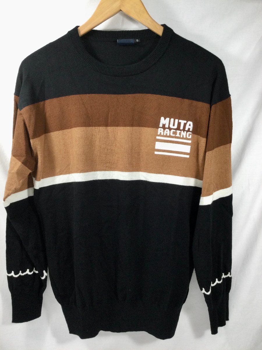 美品】 ムータマリン muta marine アクセントボーダー カシミヤクルー