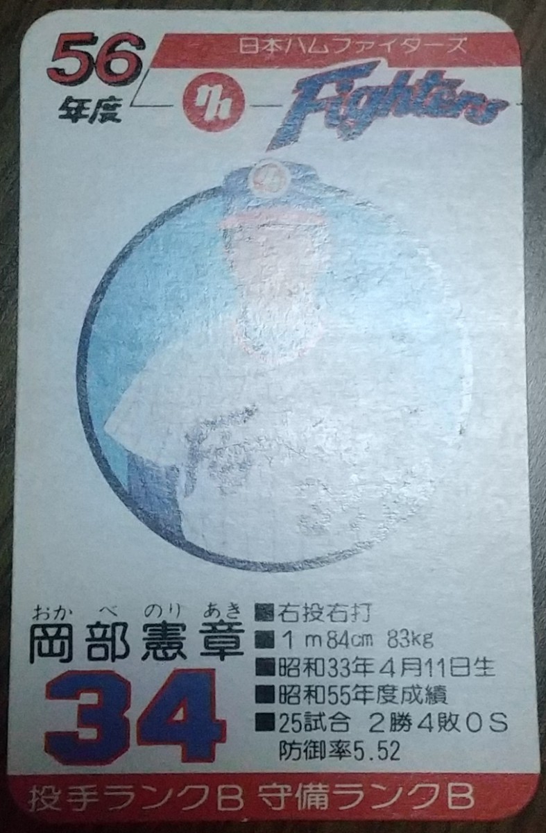 タカラプロ野球カードゲーム昭和56年度日本ハムファイターズ 岡部