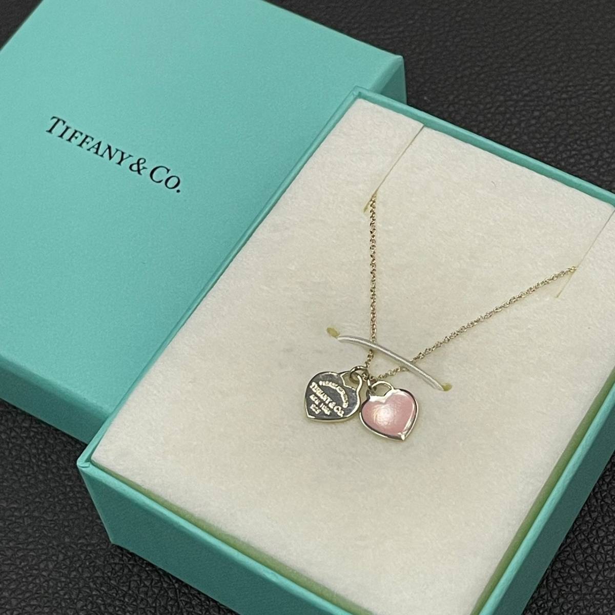 人気】Tiffany&Co. / ティファニー ピンク ダブルハート ネックレス