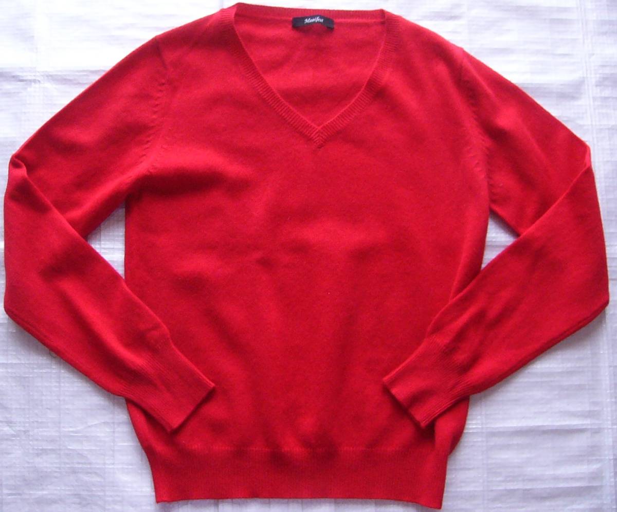 冬★マニフェスト★カシミヤ長袖ニット★Ｍ★９号★赤★カシミヤ１００％★ カシミア１００％★Manifest