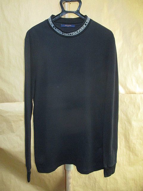 ルイヴィトン 　LOUIS VUITTON　 RM191M HUC HGY02W　ネック　ロゴ　ロング Tシャツ　カットソー　黒 M 国内正規品