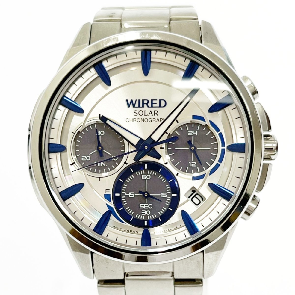 【1円スタート】【箱付き・訳あり品】SEIKO セイコー VR42-0AA0 WIRED ワイアード クロノグラフ SS ソーラー メンズ腕時計 199929