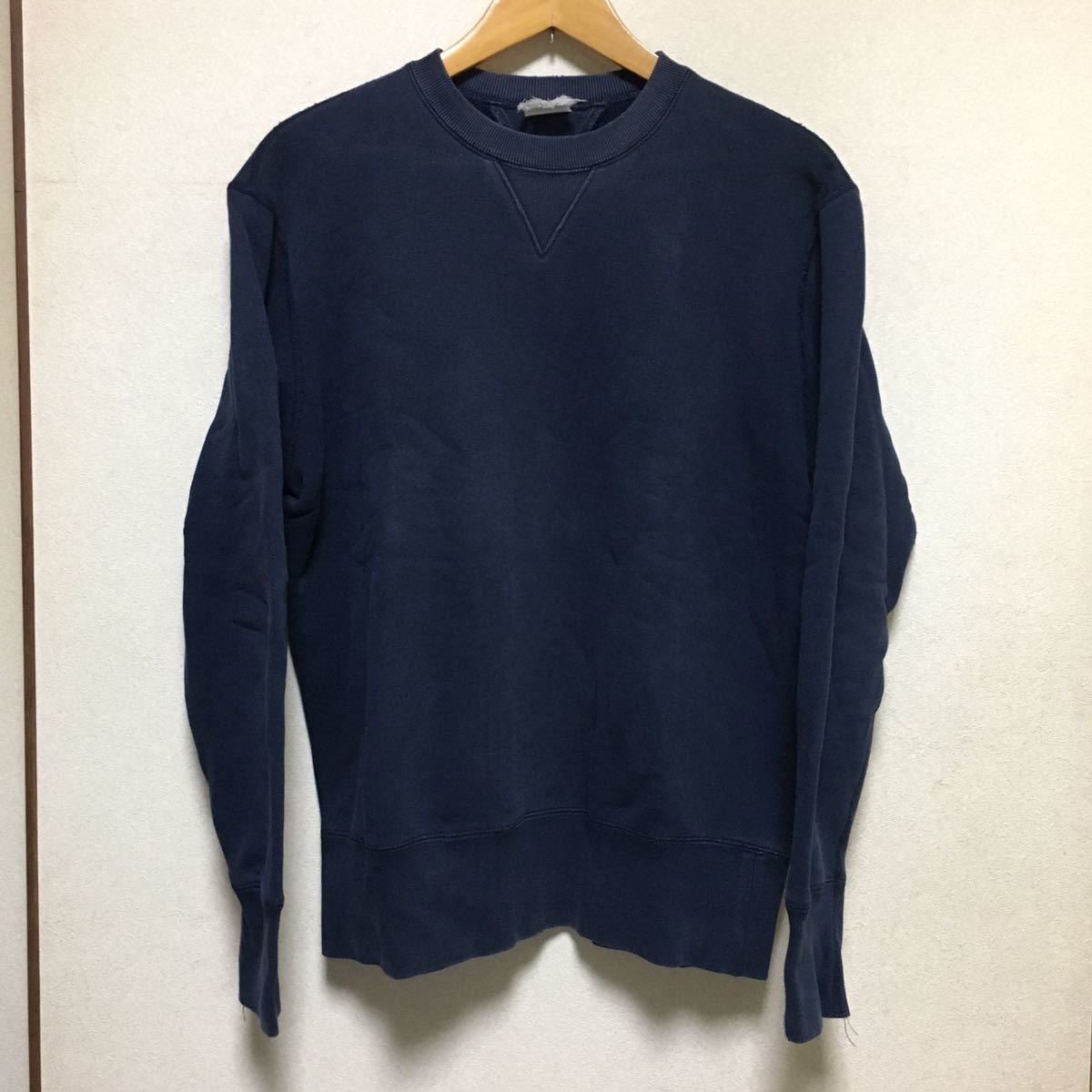 日本製 LOOPWHEELER 両V リブ長 スウェット Mサイズ ネイビー USED ループウィラー 紺トレーナー アメカジ 古着 ビンテージ made in JAPAN