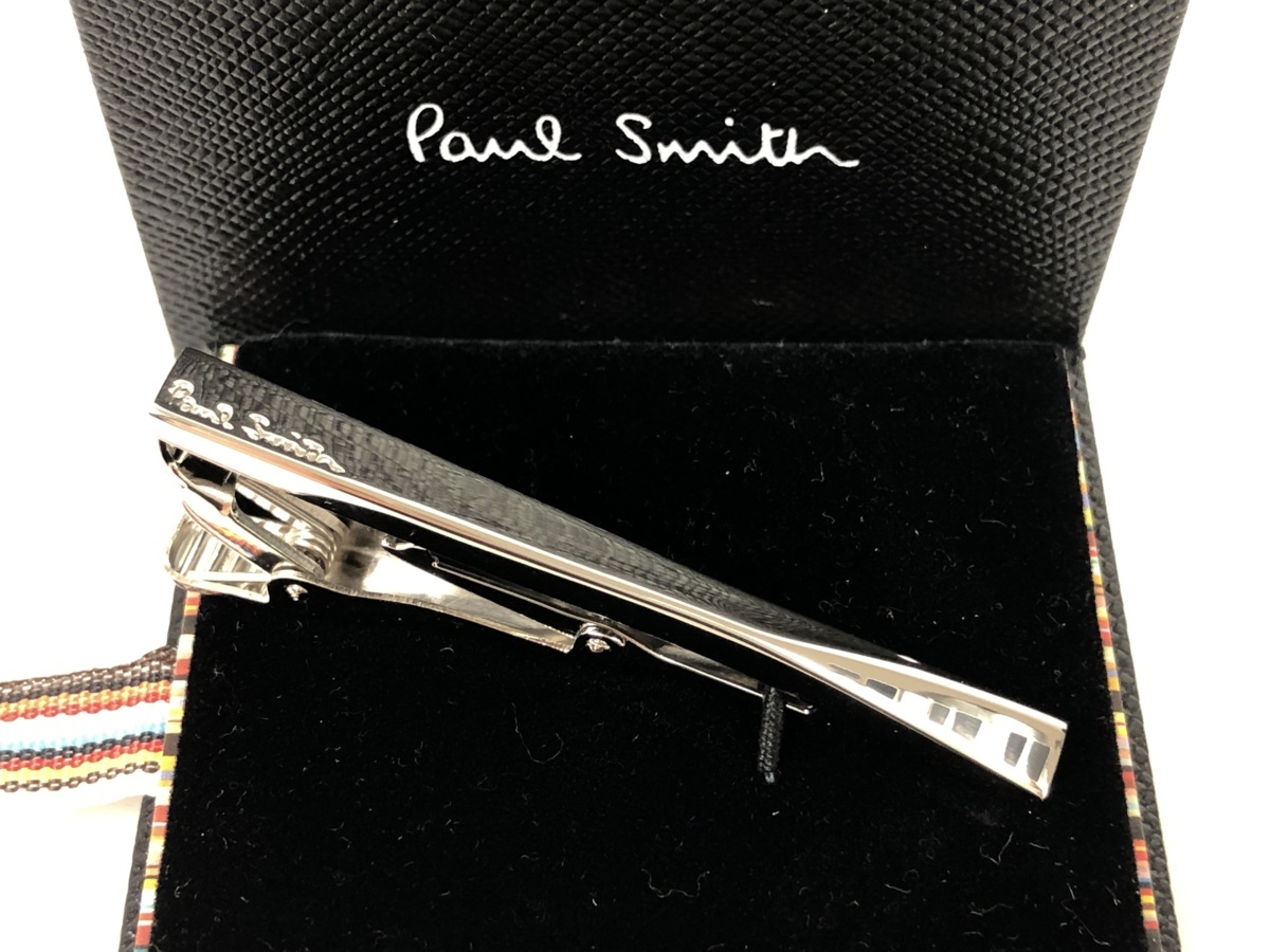美品　ポールスミス　Paul　Smith　モノクロストライプ　ネクタイピン　シルバーカラー　YMA-575