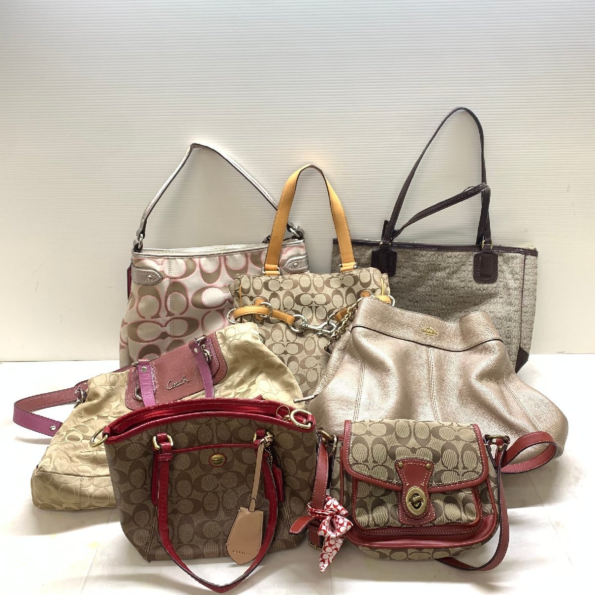 極美品◇コーチ/シグネチャー/ストライプ/ショルダー/定価約5万 COACH 