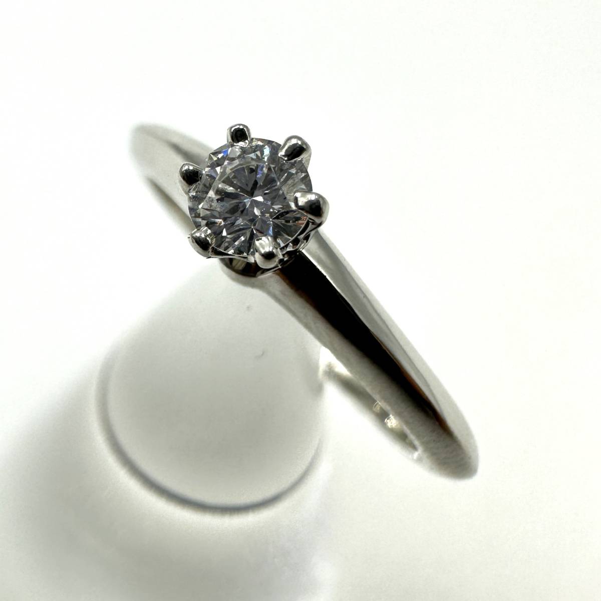 【美品】TIFFANY＆Co ティファニー ソリティアリング Pt950 プラチナ 1P ダイヤ 直径約4.04mm 総重量約4.0g 約10号 指輪 アクセサリー 