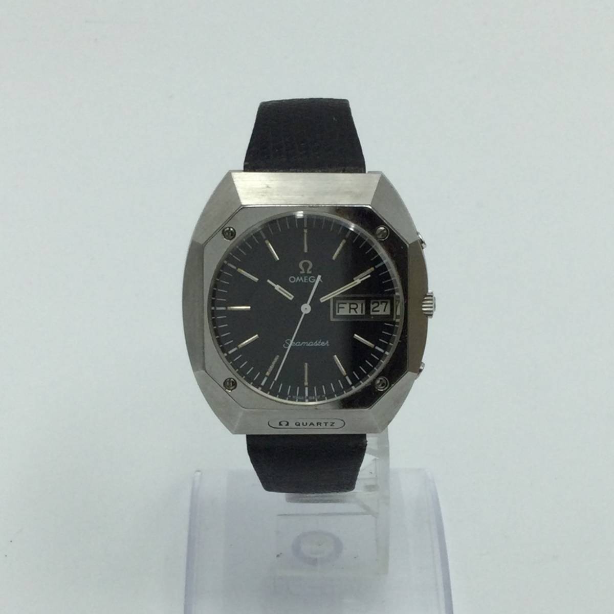 R8◎【QZ/電池交換済】OMEGA SEAMASTER オメガ シーマスター 黒文字盤 