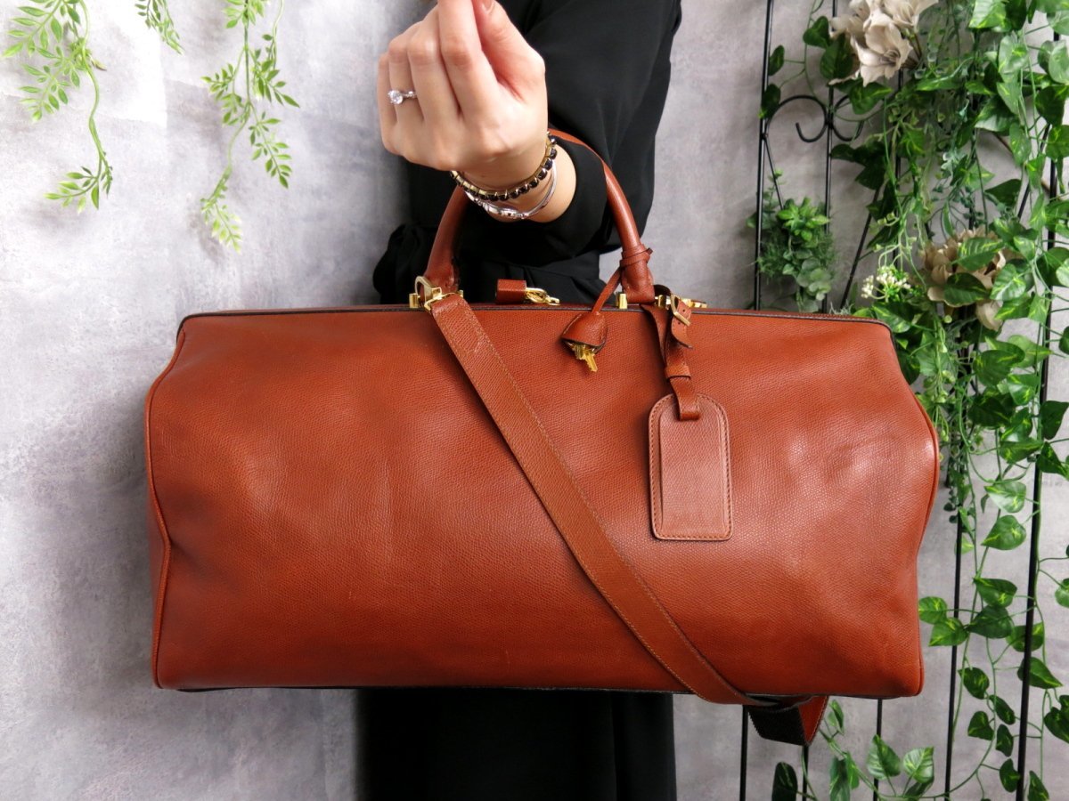 ●超美品●CELINE セリーヌ●カーフ レザー 本革●2way ボストン バッグ●キャラメル●G金具●斜め掛け●ヴィンテージ●大容量●Js41081